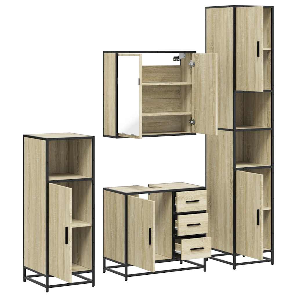 Ensemble de meubles de salle de bain 4 pcs chêne sonoma