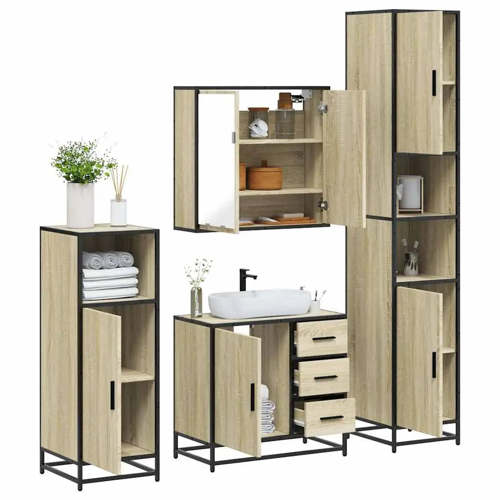 Ensemble de meubles de salle de bain 4 pcs chêne sonoma - XIOS