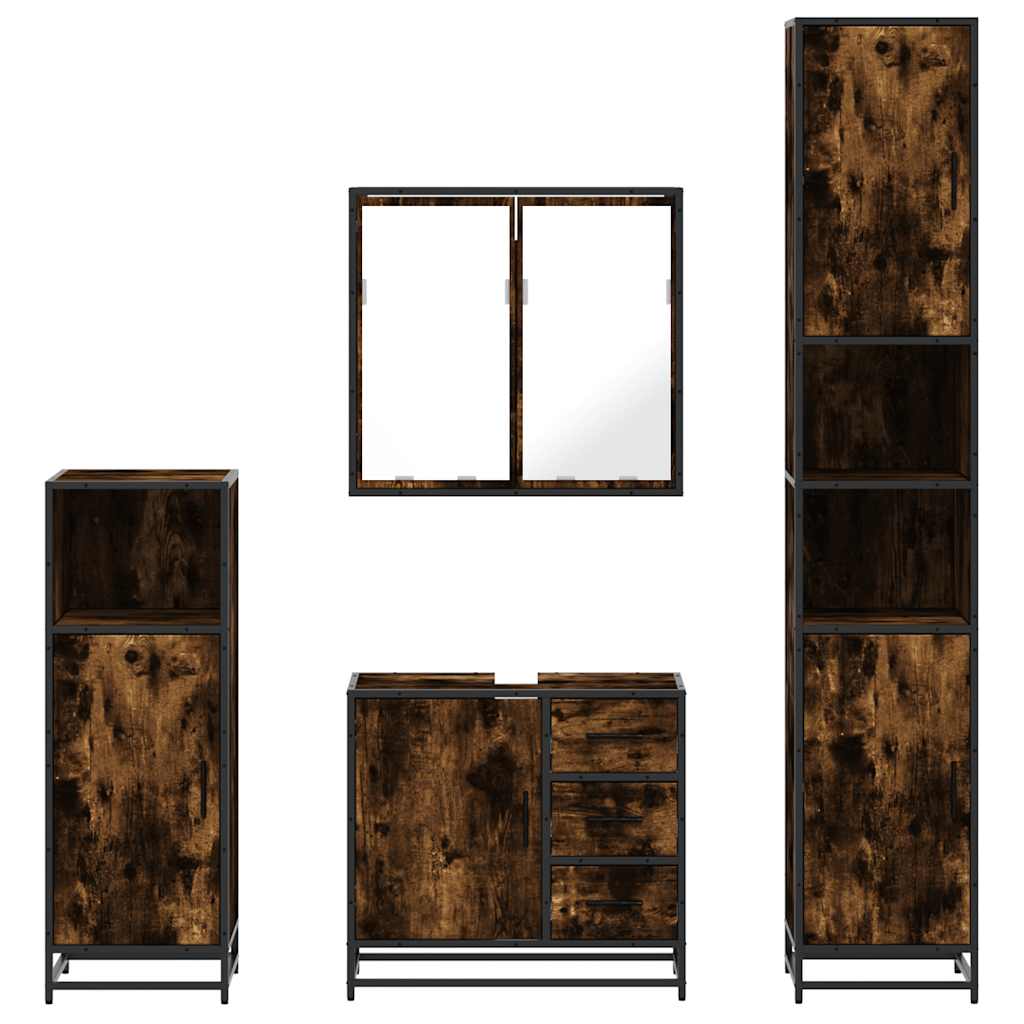 Ensemble meubles salle de bain 4 pcs chêne fumé bois ingénierie