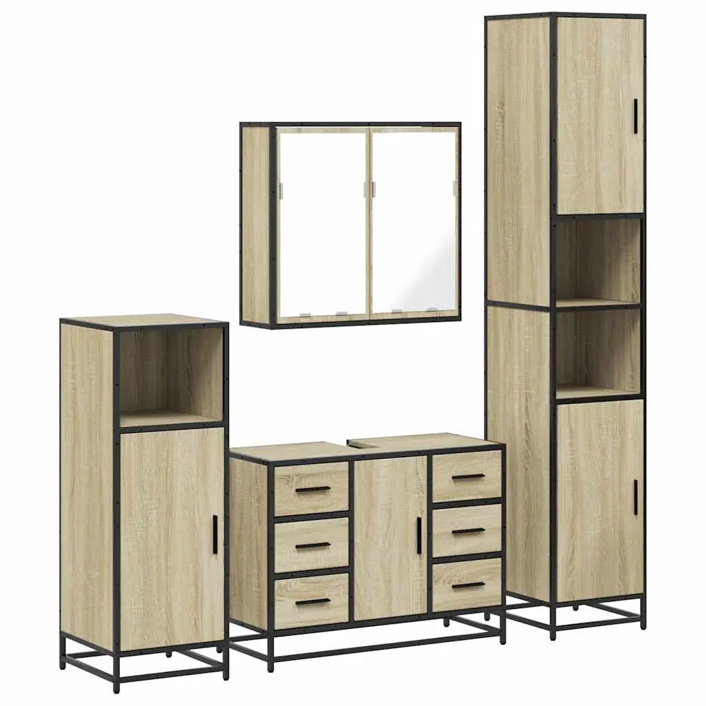 Ensemble de meubles de salle de bain 4 pcs chêne sonoma - XIOS