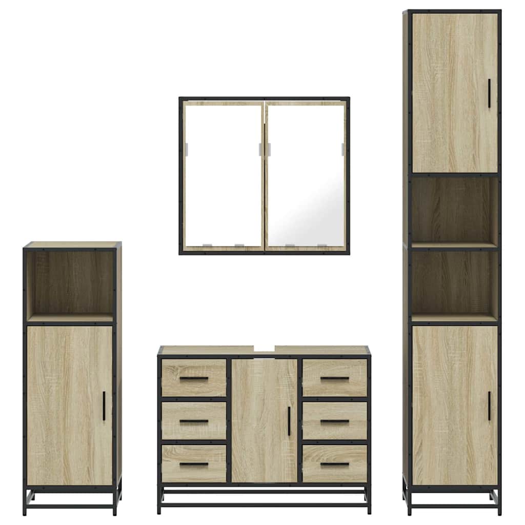 Ensemble de meubles de salle de bain 4 pcs chêne sonoma