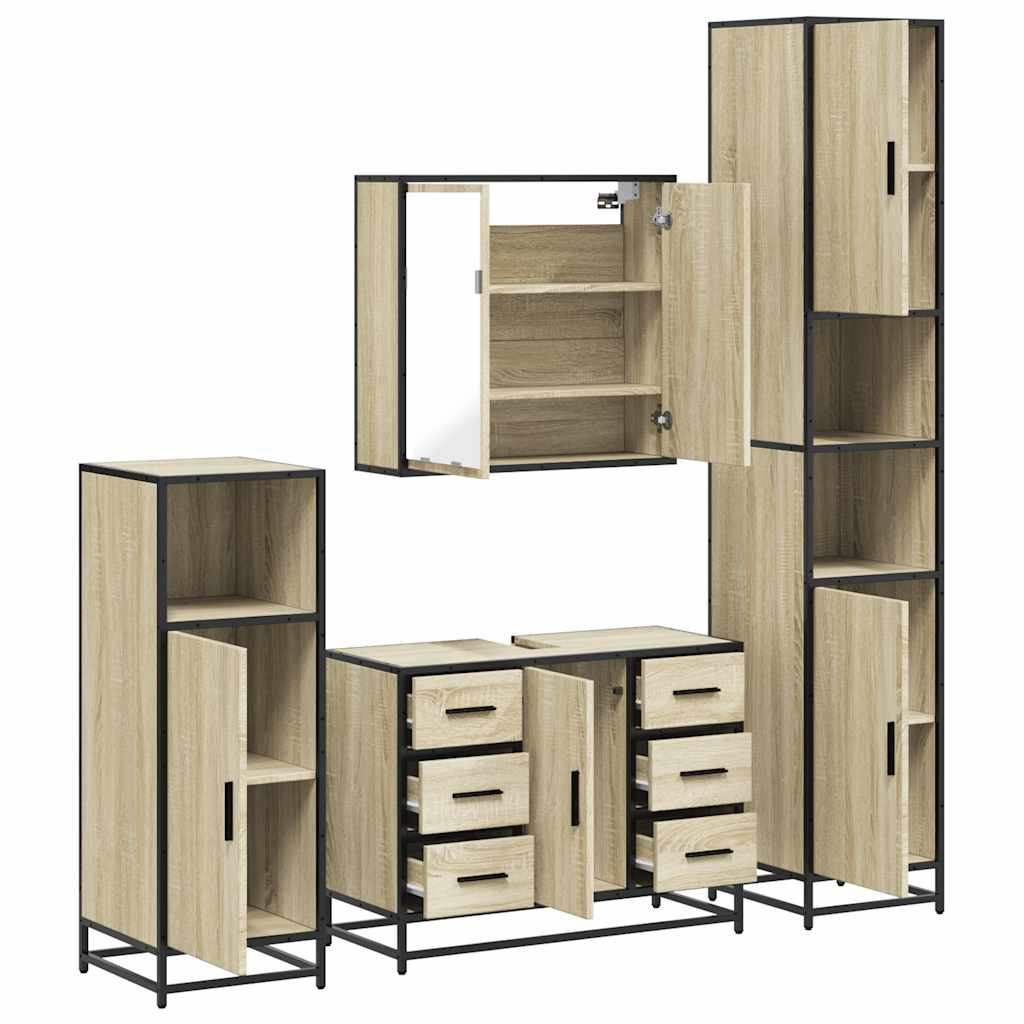 Ensemble de meubles de salle de bain 4 pcs chêne sonoma