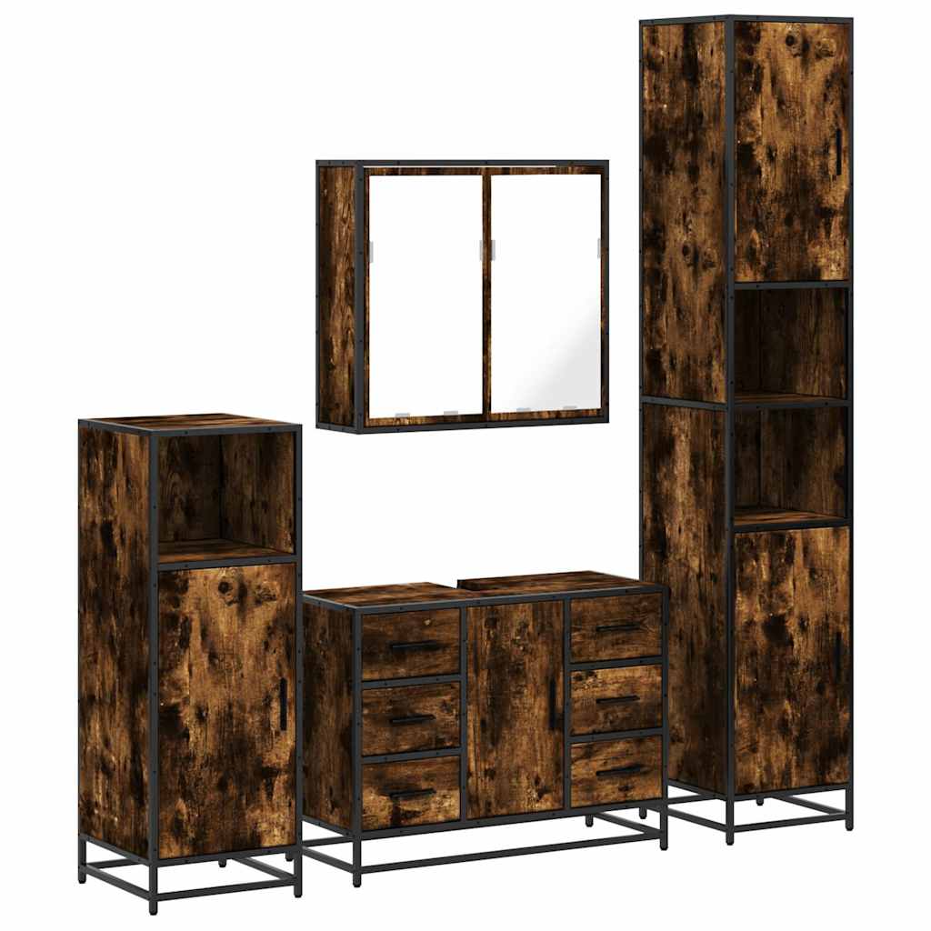 Ensemble meubles salle de bain 4 pcs chêne fumé bois ingénierie