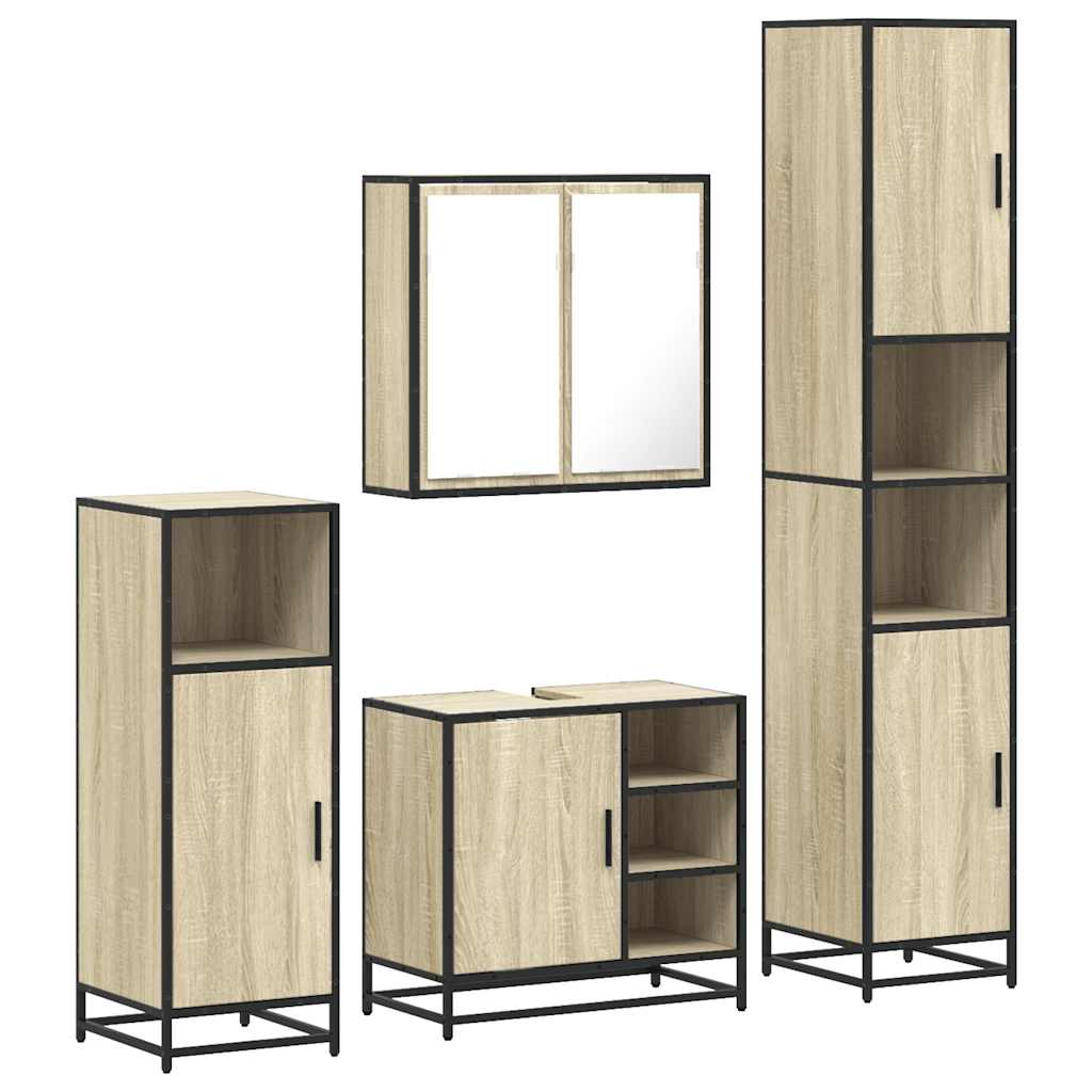 Ensemble de meubles de salle de bain 4 pcs chêne sonoma
