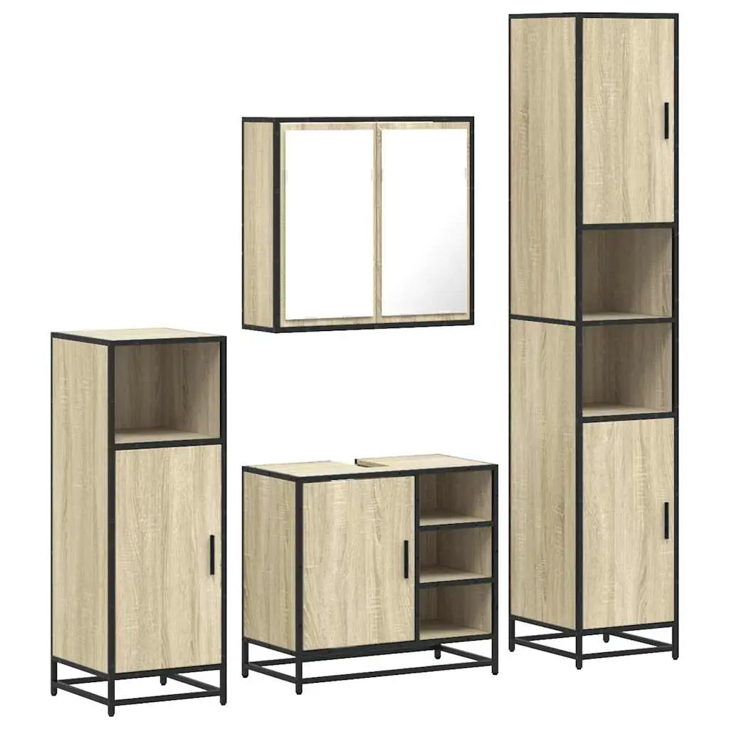 Ensemble de meubles de salle de bain 4 pcs chêne sonoma - XIOS