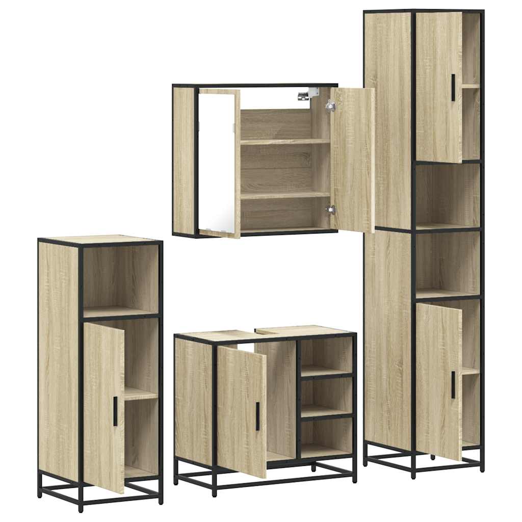 Ensemble de meubles de salle de bain 4 pcs chêne sonoma