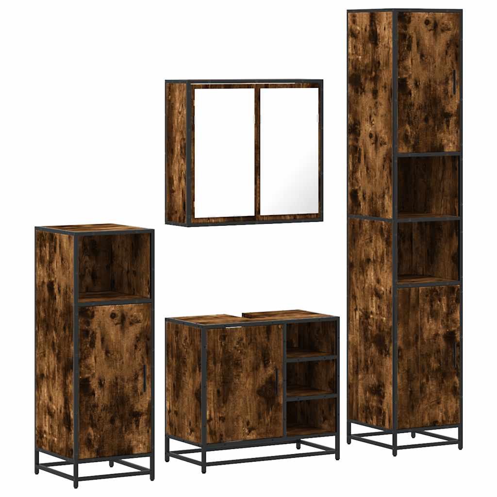 Ensemble meubles salle de bain 4 pcs chêne fumé bois ingénierie
