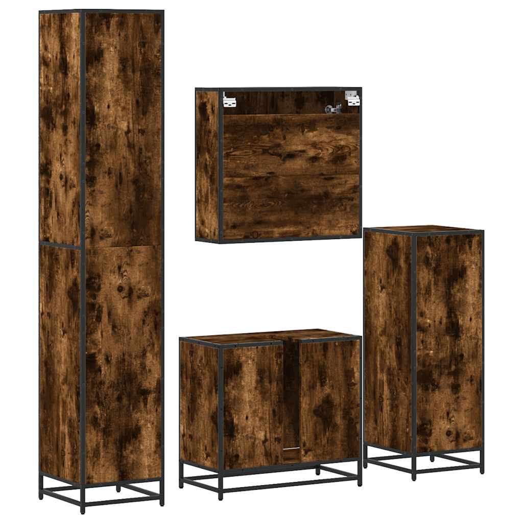 Ensemble meubles salle de bain 4 pcs chêne fumé bois ingénierie