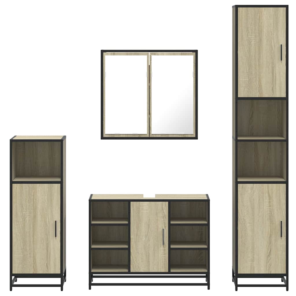 Ensemble de meubles de salle de bain 4 pcs chêne sonoma