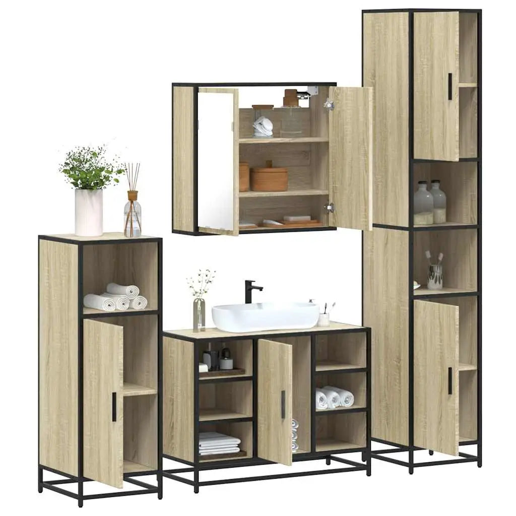 Ensemble de meubles de salle de bain 4 pcs chêne sonoma - XIOS