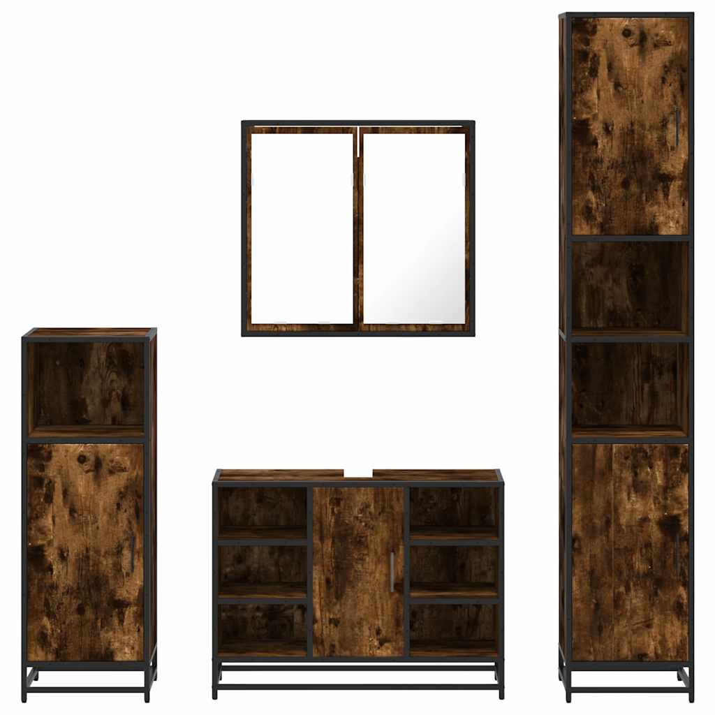 Ensemble meubles salle de bain 4 pcs chêne fumé bois ingénierie
