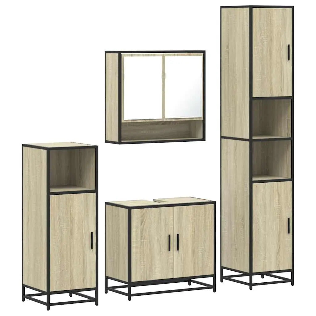 Ensemble de meubles de salle de bain 4 pcs chêne sonoma - XIOS