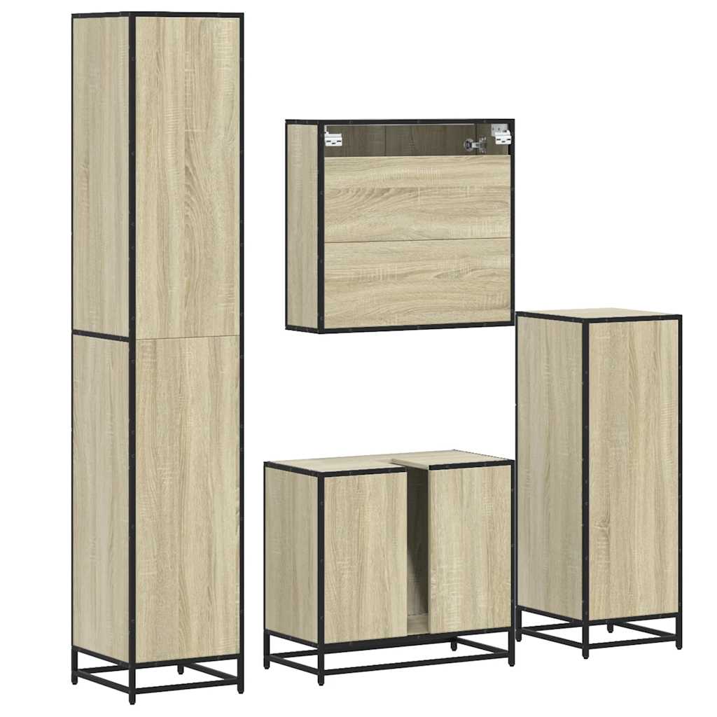 Ensemble de meubles de salle de bain 4 pcs chêne sonoma