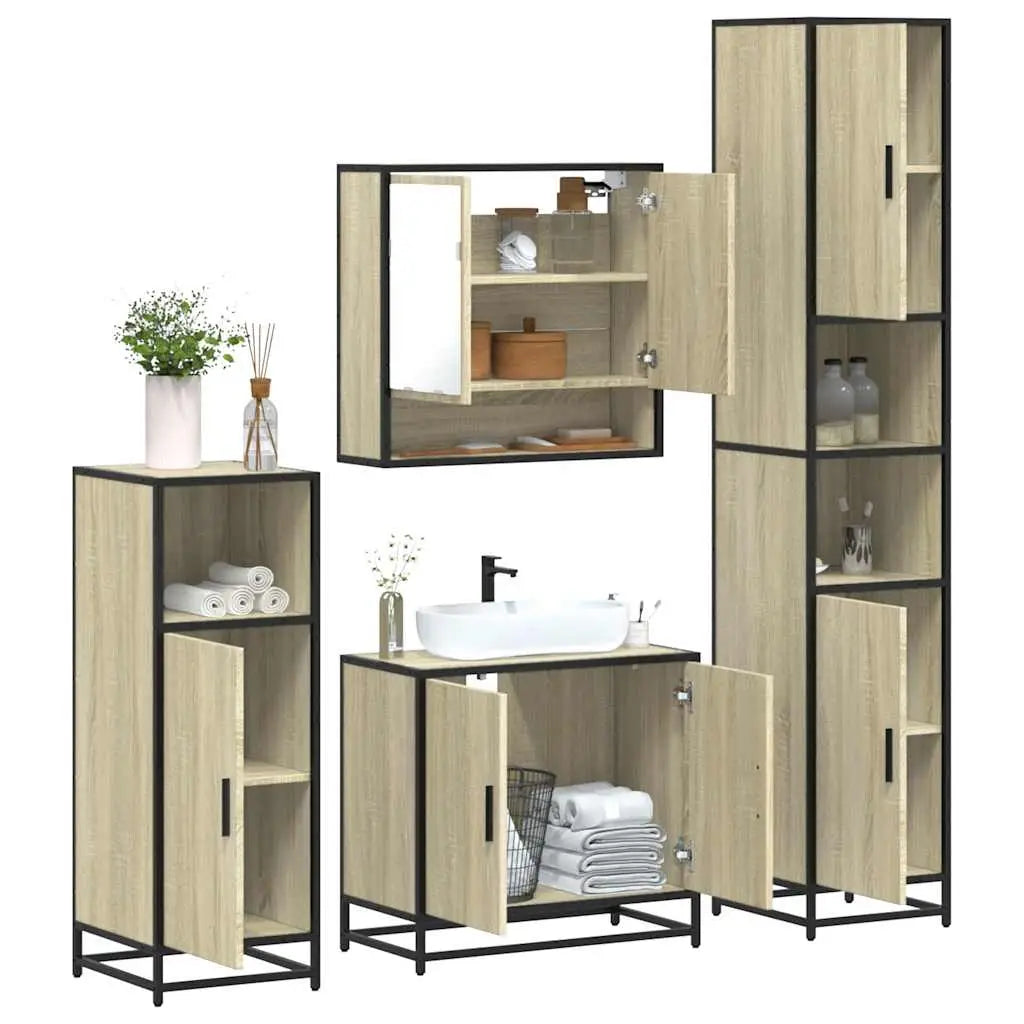 Ensemble de meubles de salle de bain 4 pcs chêne sonoma - XIOS