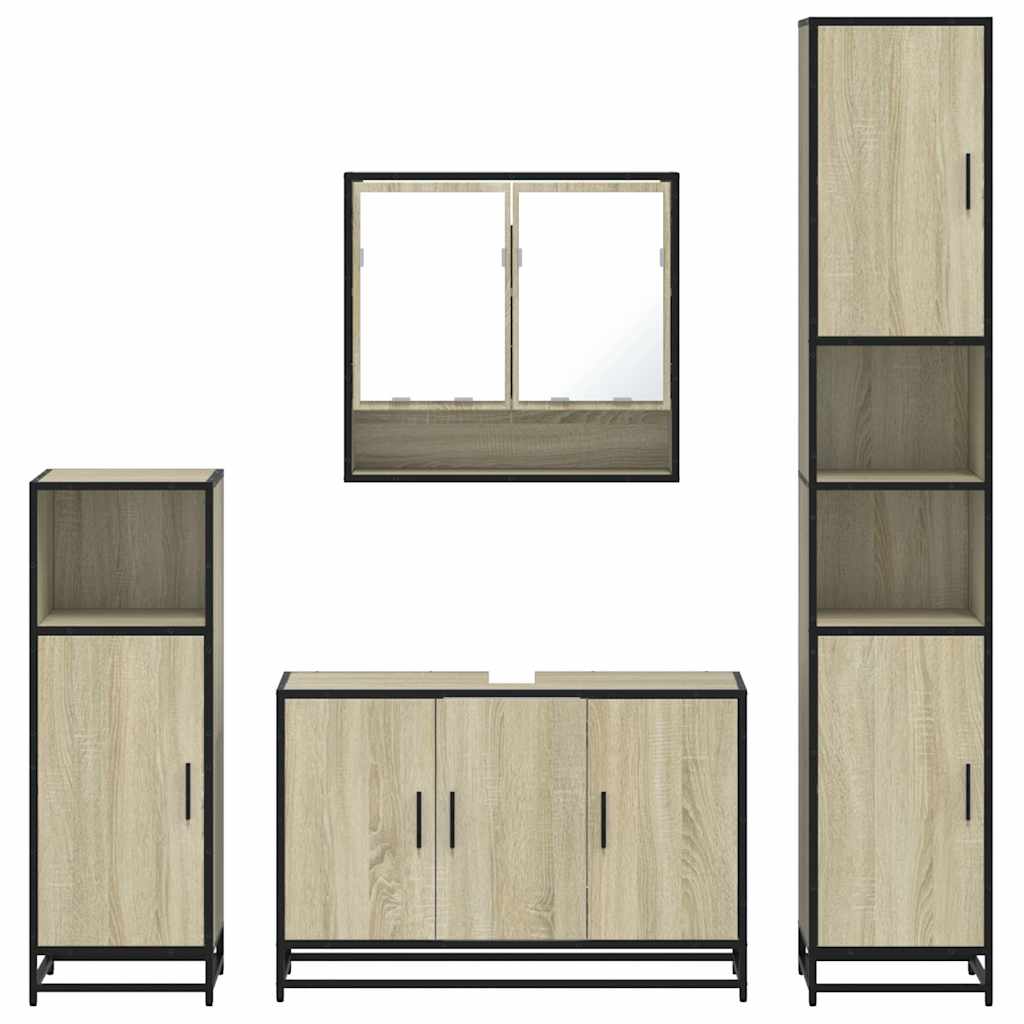 Ensemble de meubles de salle de bain 4 pcs chêne sonoma