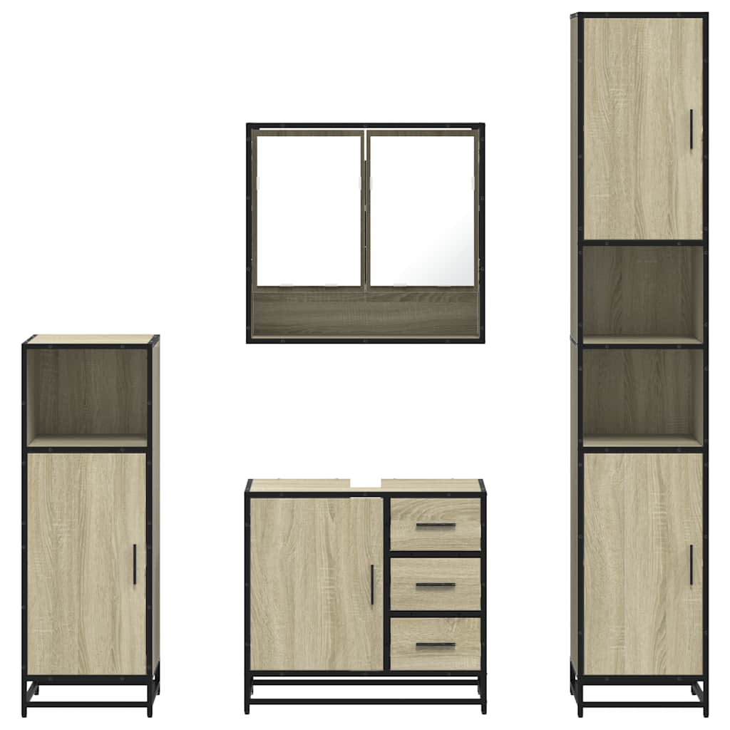 Ensemble de meubles de salle de bain 4 pcs chêne sonoma