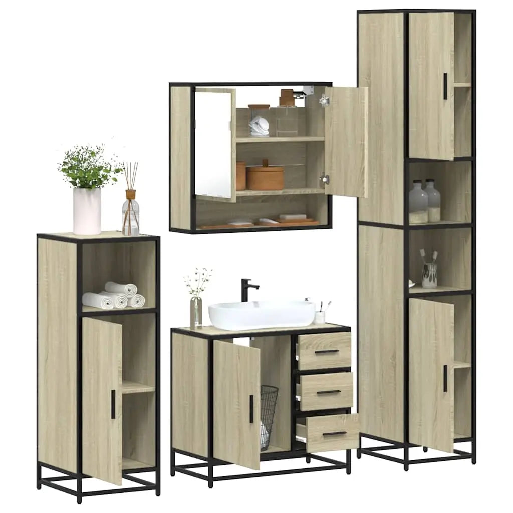 Ensemble de meubles de salle de bain 4 pcs chêne sonoma - XIOS