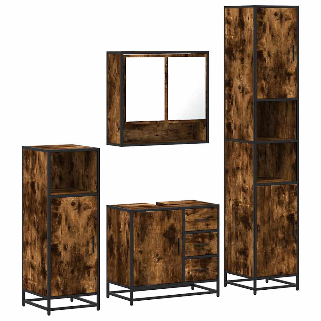 Ensemble meubles salle de bain 4 pcs chêne fumé bois ingénierie