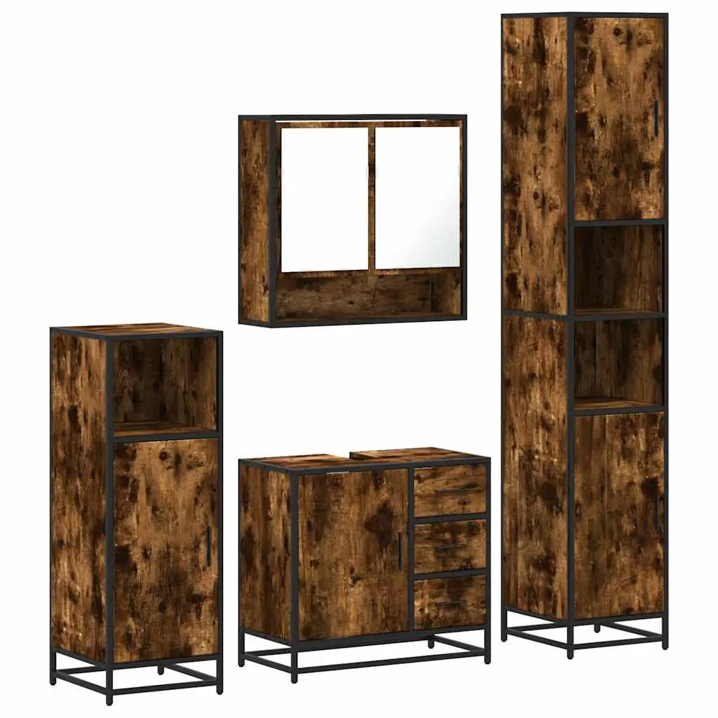 Ensemble meubles salle de bain 4 pcs chêne fumé bois ingénierie - XIOS