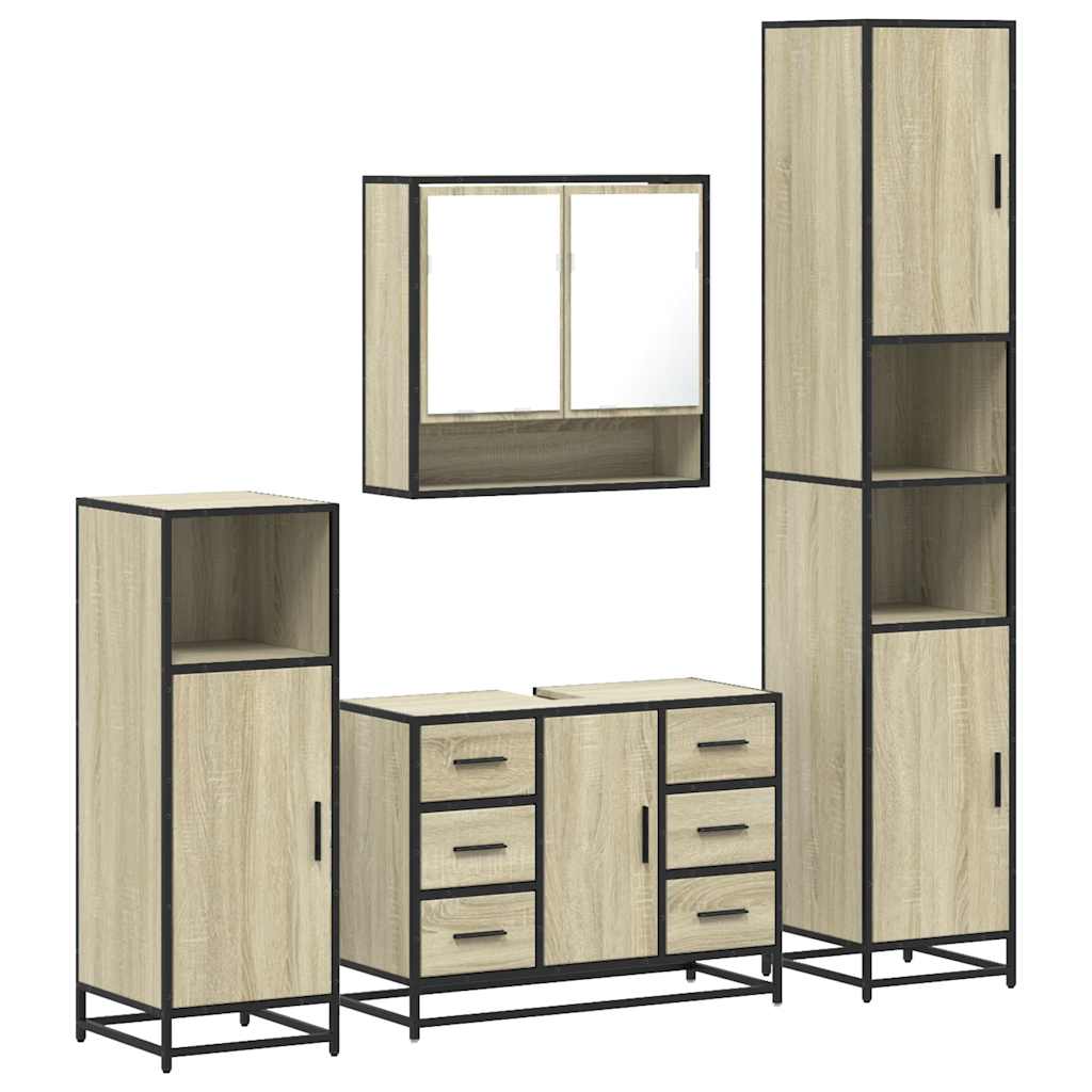 Ensemble de meubles de salle de bain 4 pcs chêne sonoma - XIOS