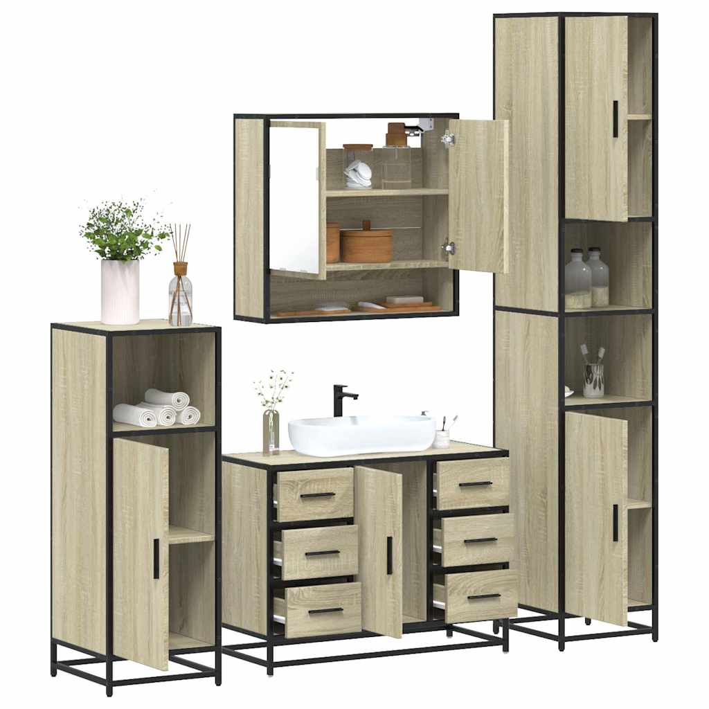 Ensemble de meubles de salle de bain 4 pcs chêne sonoma - XIOS
