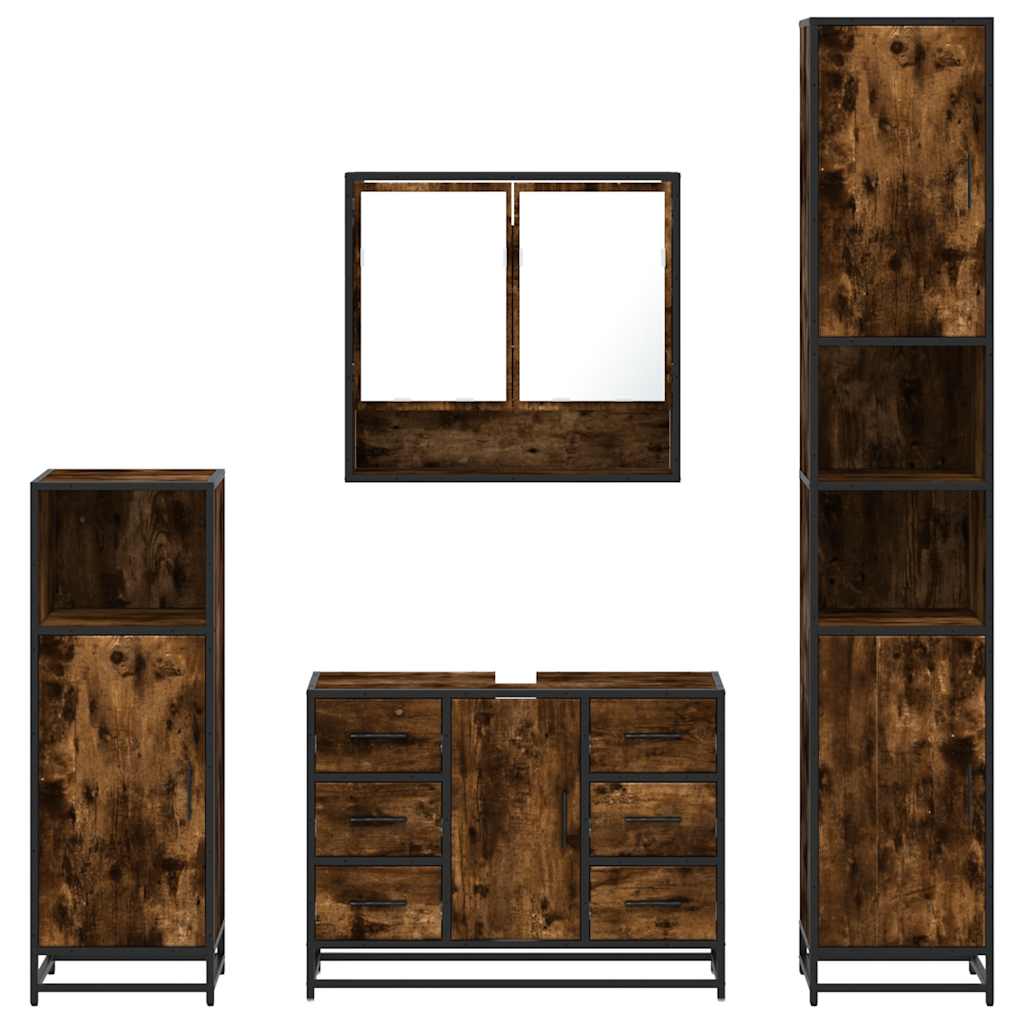 Ensemble meubles salle de bain 4 pcs chêne fumé bois ingénierie