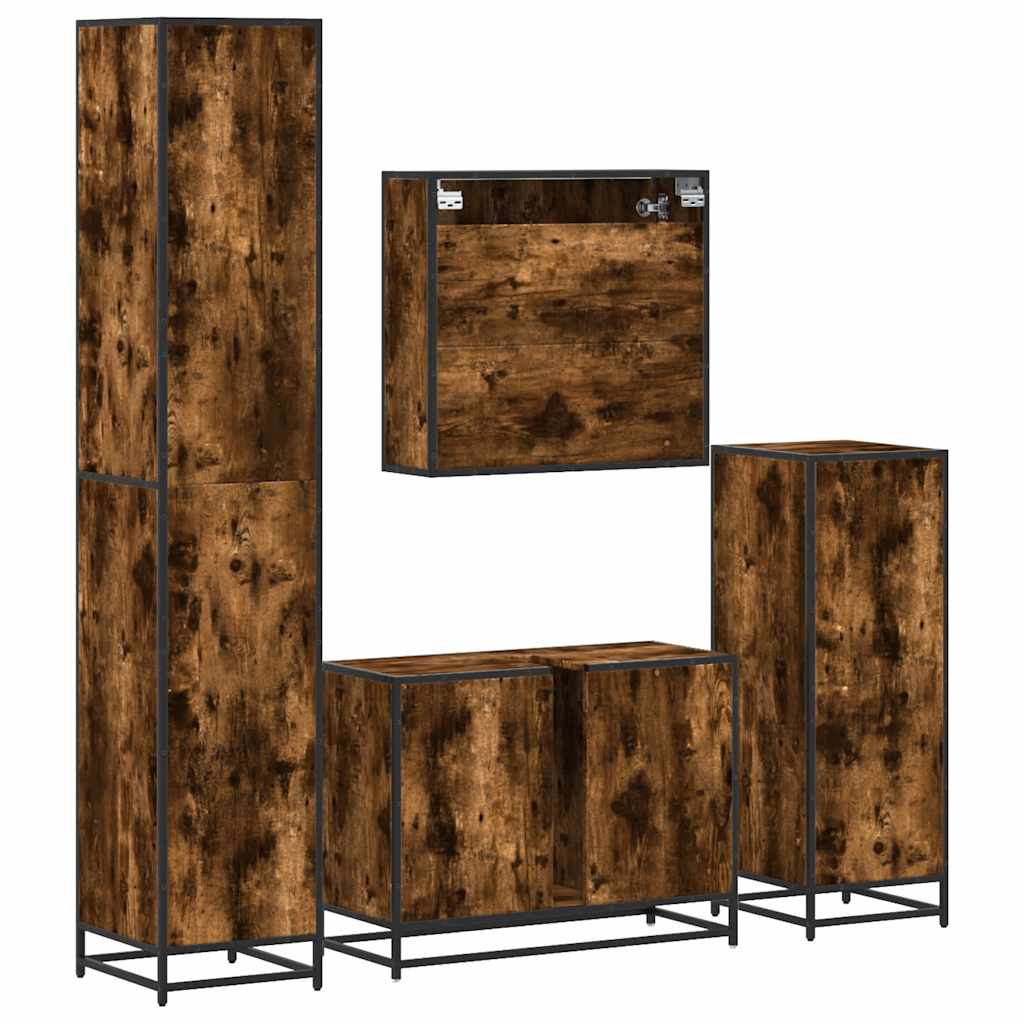 Ensemble meubles salle de bain 4 pcs chêne fumé bois ingénierie