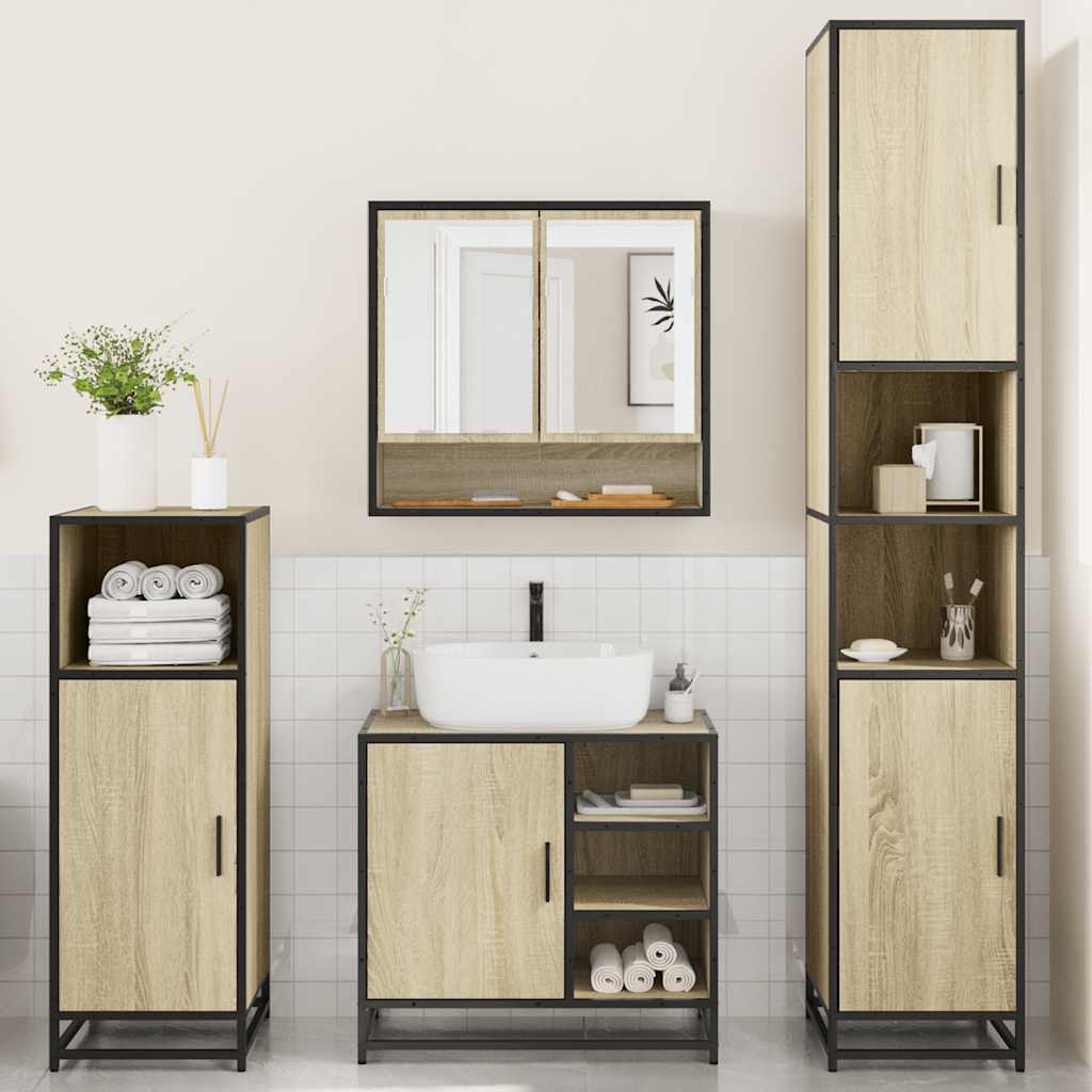 Ensemble de meubles de salle de bain 4 pcs chêne sonoma