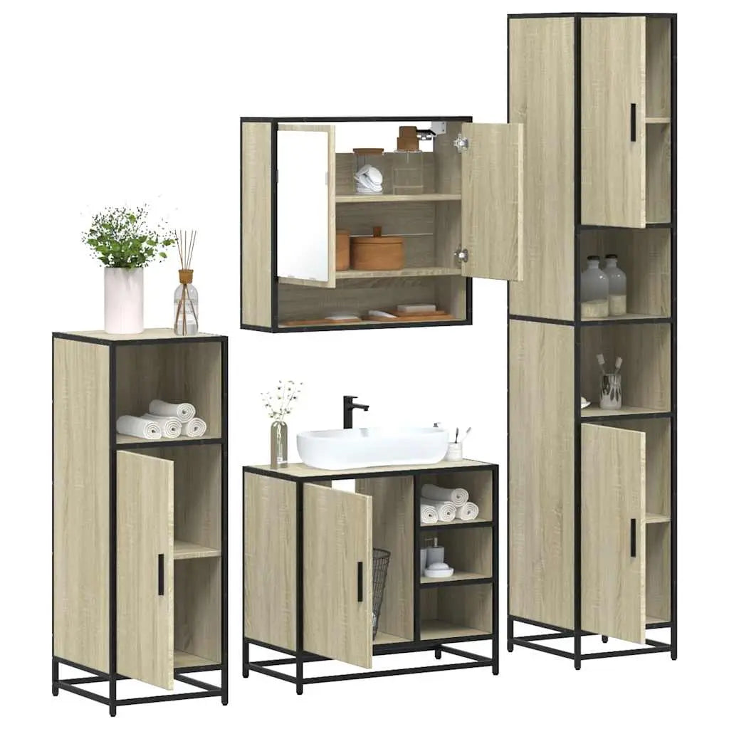 Ensemble de meubles de salle de bain 4 pcs chêne sonoma - XIOS