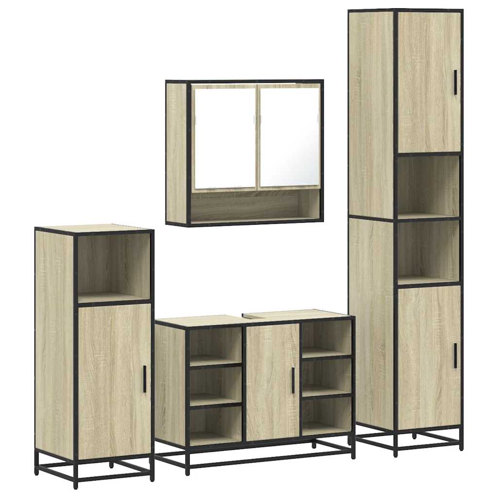Ensemble de meubles de salle de bain 4 pcs chêne sonoma