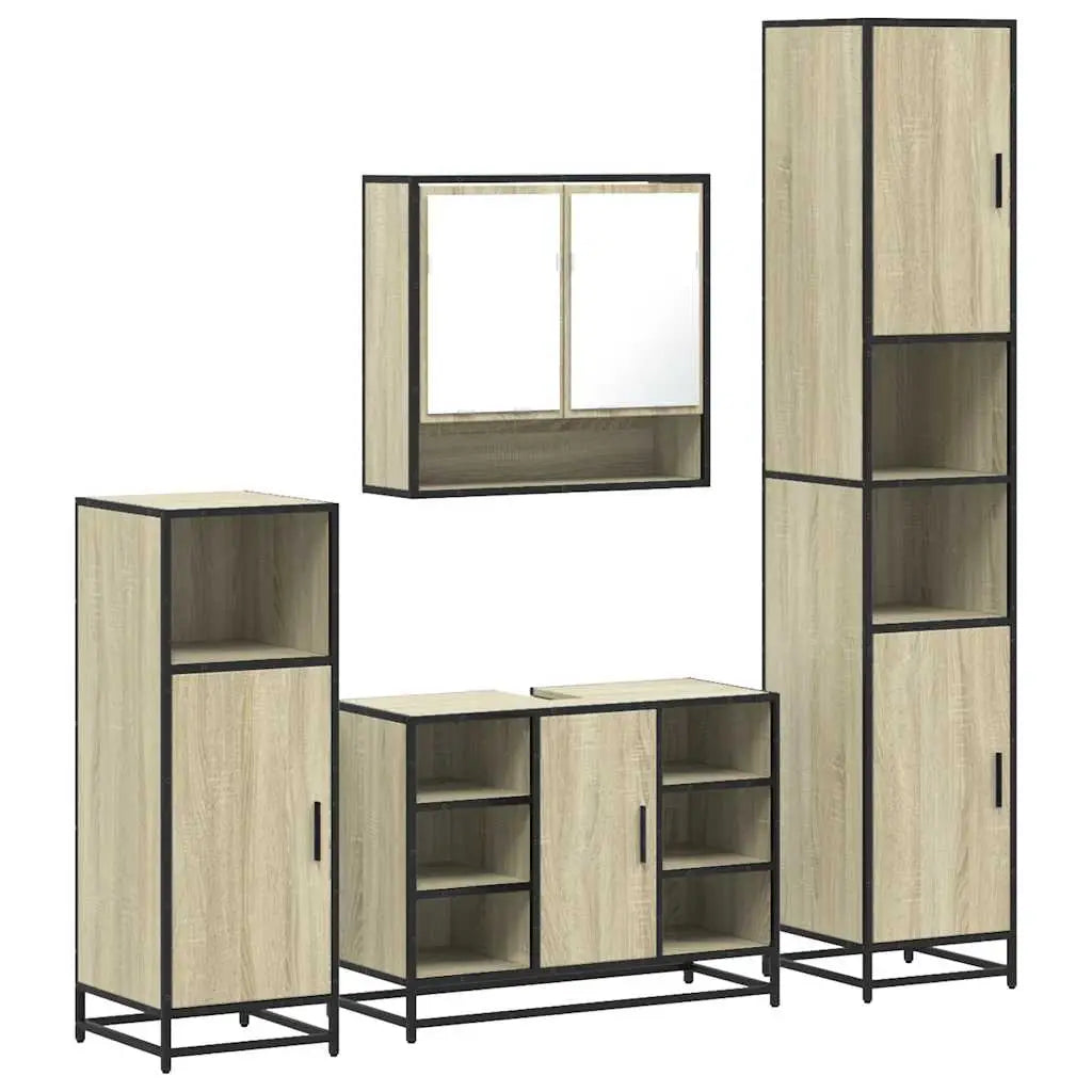 Ensemble de meubles de salle de bain 4 pcs chêne sonoma - XIOS