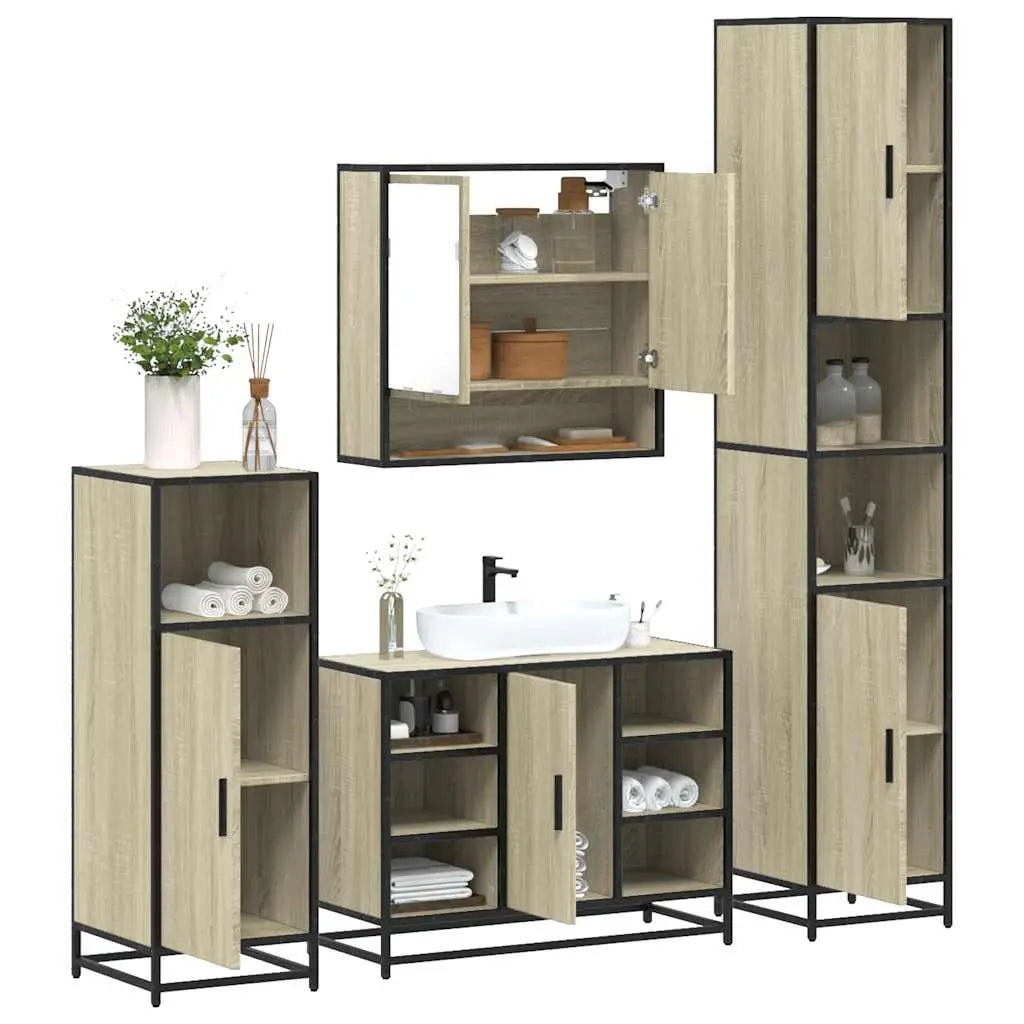 Ensemble de meubles de salle de bain 4 pcs chêne sonoma - XIOS