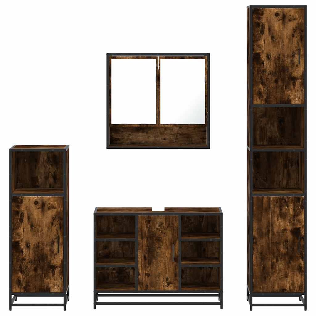 Ensemble meubles salle de bain 4 pcs chêne fumé bois ingénierie