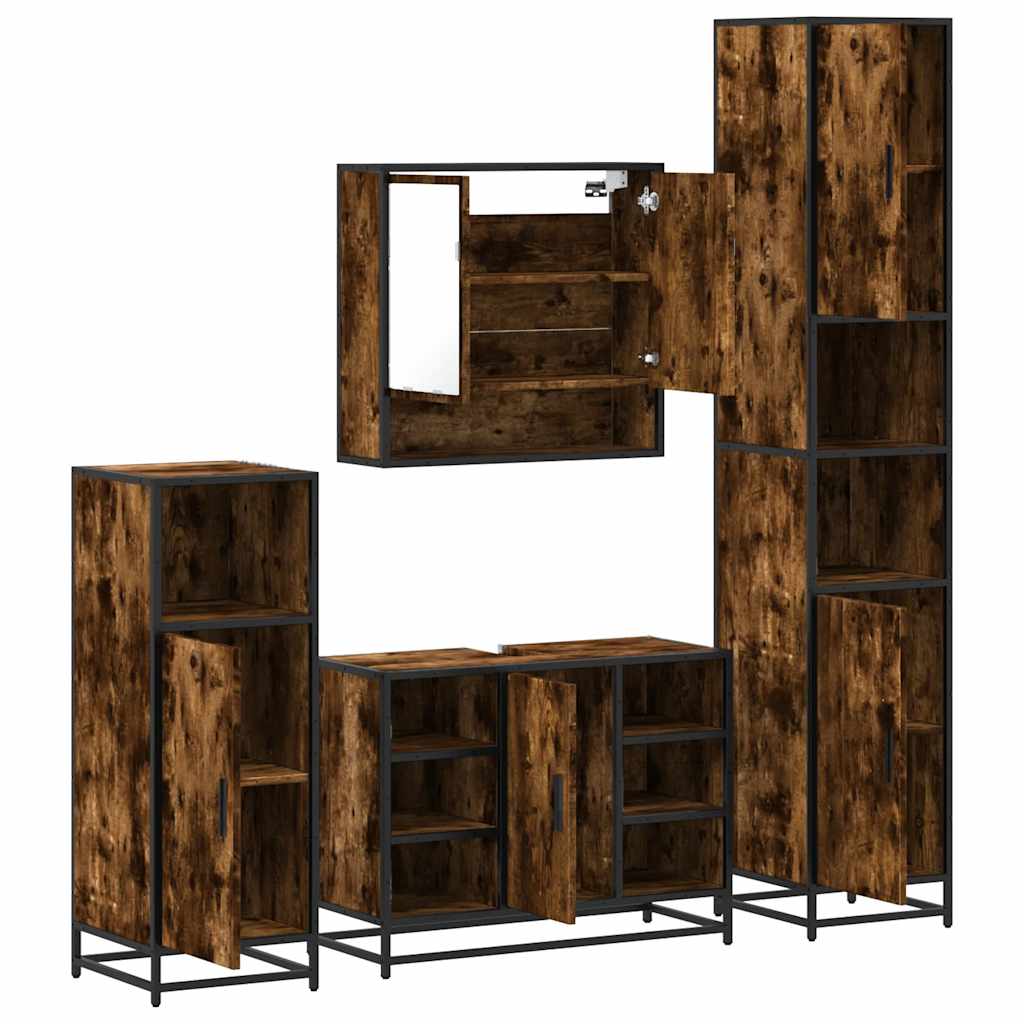 Ensemble meubles salle de bain 4 pcs chêne fumé bois ingénierie
