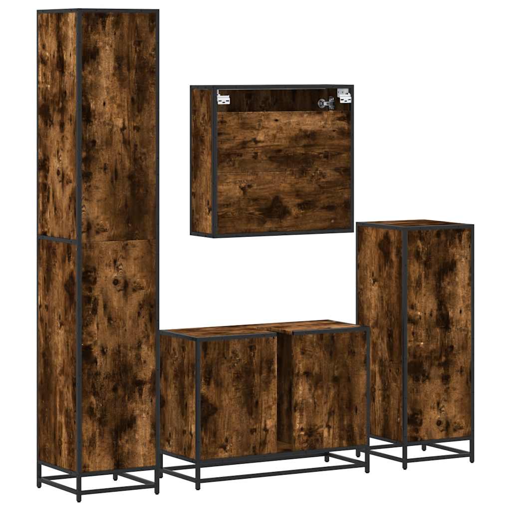 Ensemble meubles salle de bain 4 pcs chêne fumé bois ingénierie