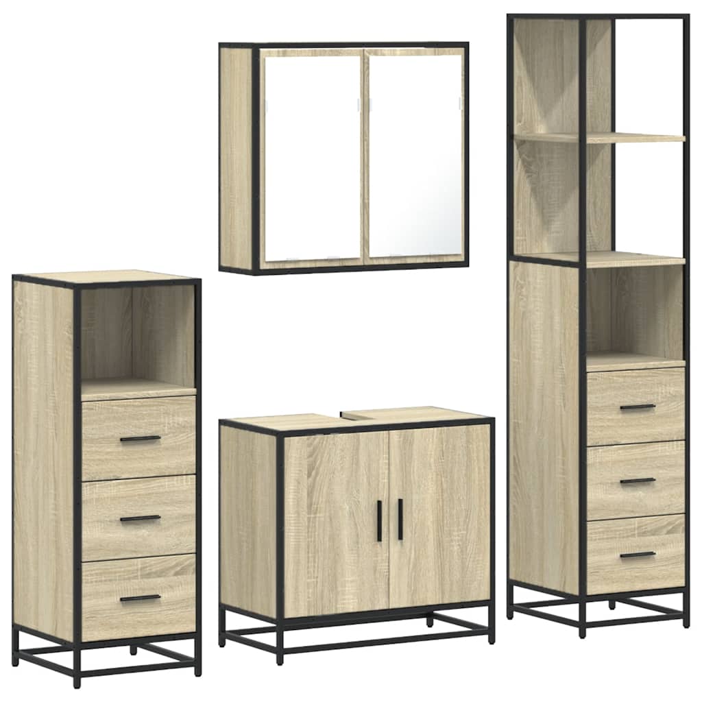 Ensemble de meubles de salle de bain 4 pcs chêne sonoma