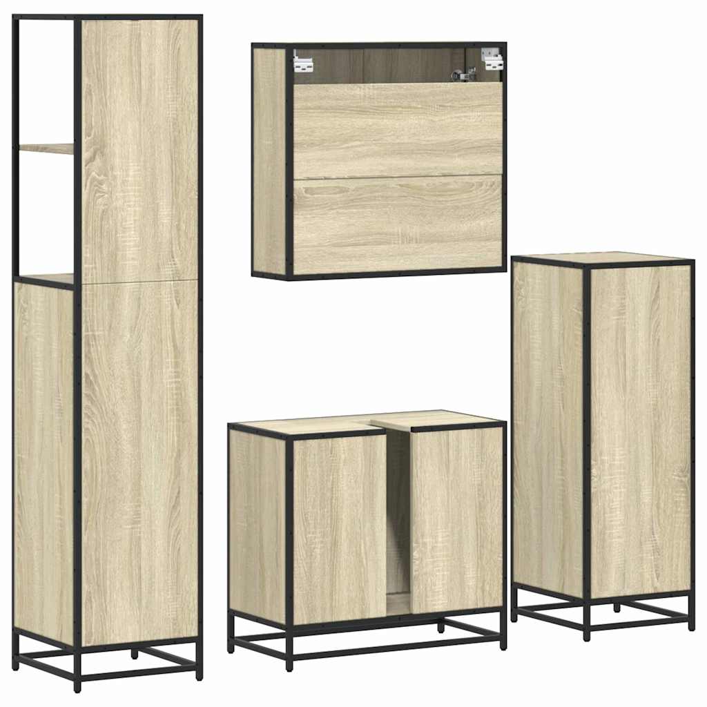 Ensemble de meubles de salle de bain 4 pcs chêne sonoma