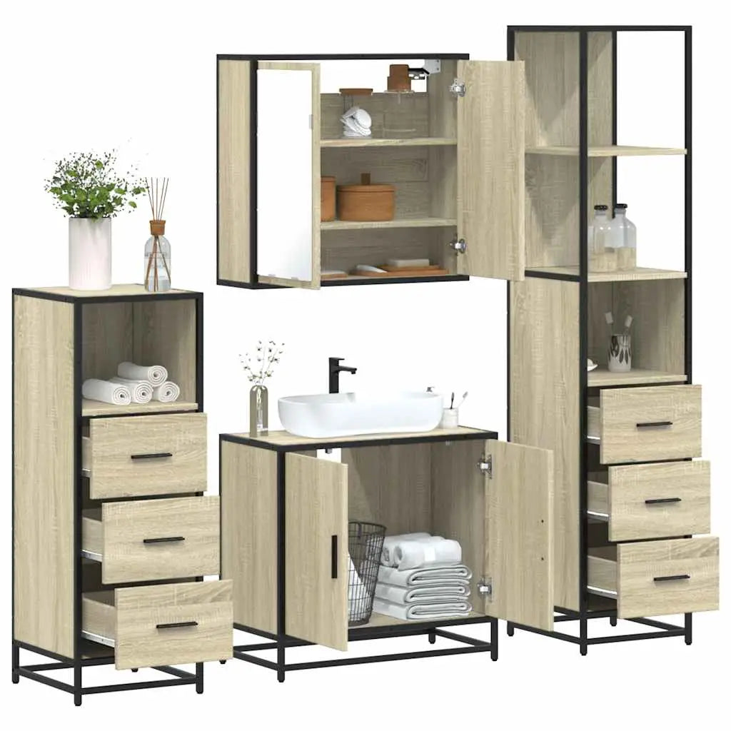 Ensemble de meubles de salle de bain 4 pcs chêne sonoma - XIOS