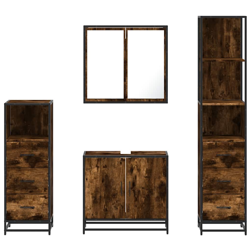 Ensemble meubles salle de bain 4 pcs chêne fumé bois ingénierie