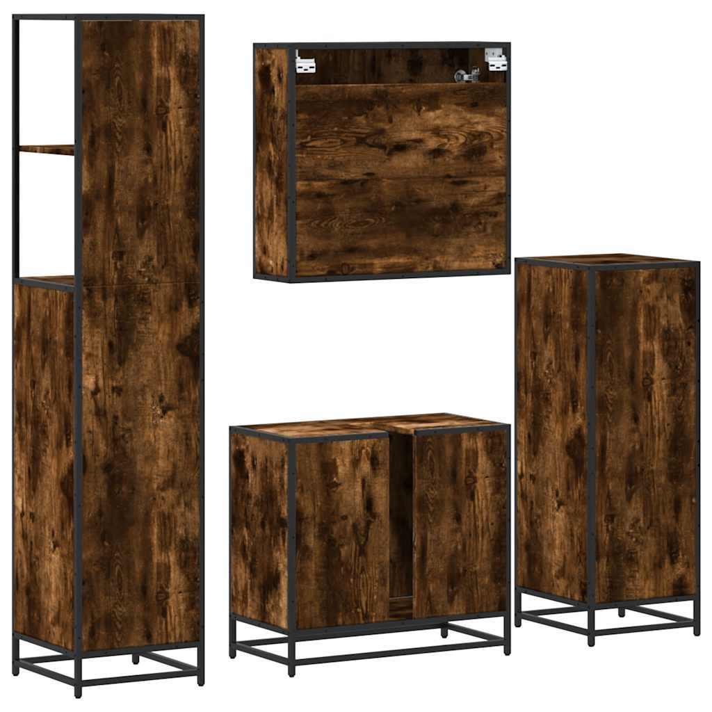 Ensemble meubles salle de bain 4 pcs chêne fumé bois ingénierie