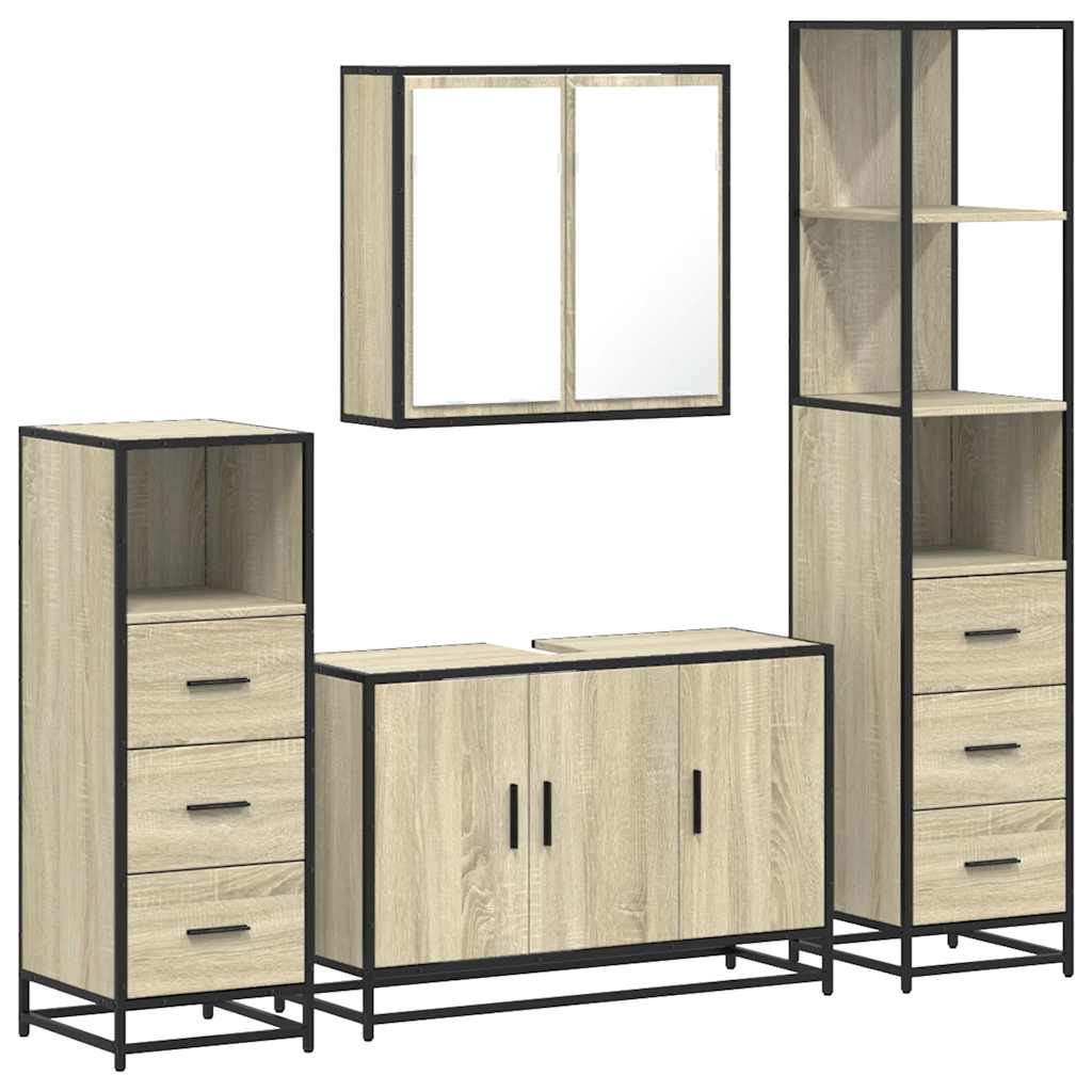 Ensemble de meubles de salle de bain 4 pcs chêne sonoma