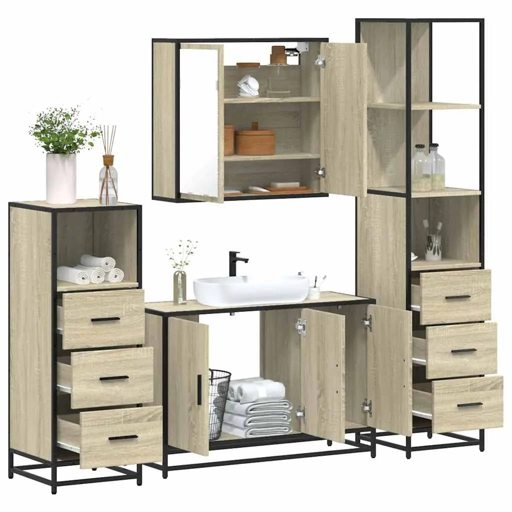 Ensemble de meubles de salle de bain 4 pcs chêne sonoma - XIOS