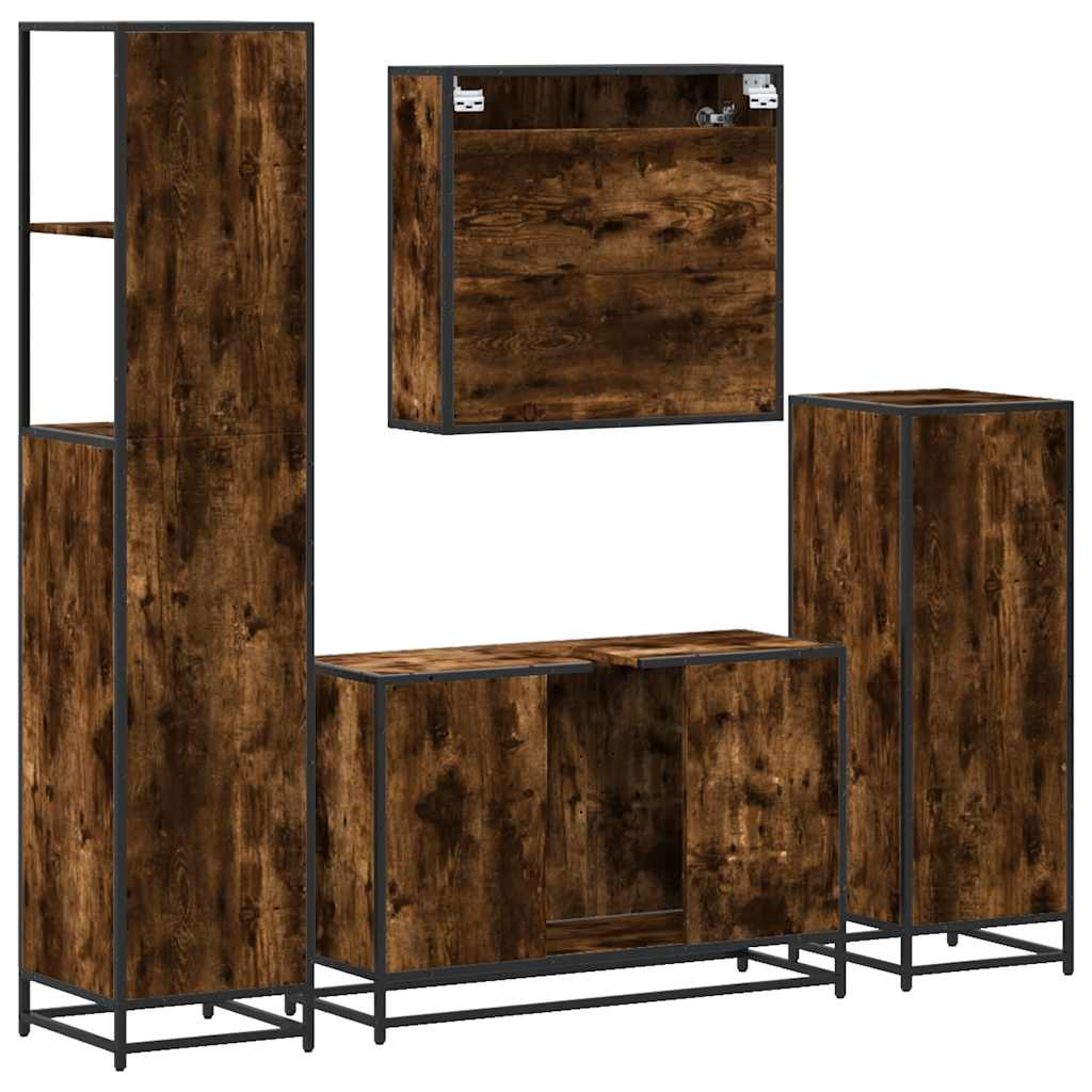 Ensemble meubles salle de bain 4 pcs chêne fumé bois ingénierie
