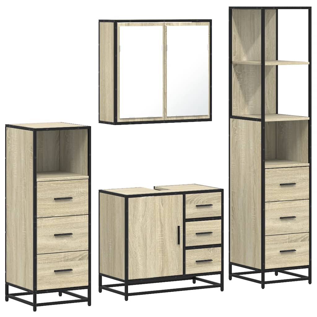 Ensemble de meubles de salle de bain 4 pcs chêne sonoma