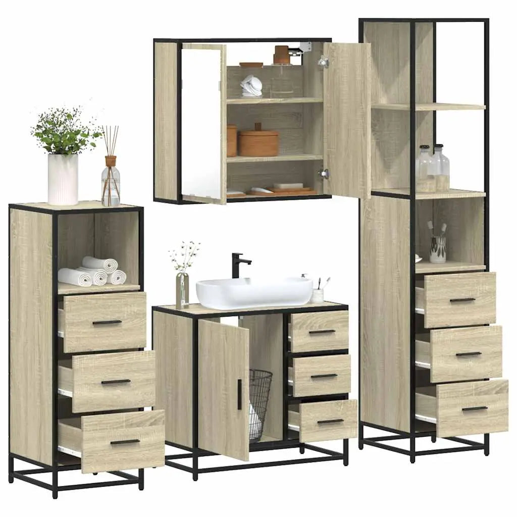 Ensemble de meubles de salle de bain 4 pcs chêne sonoma - XIOS
