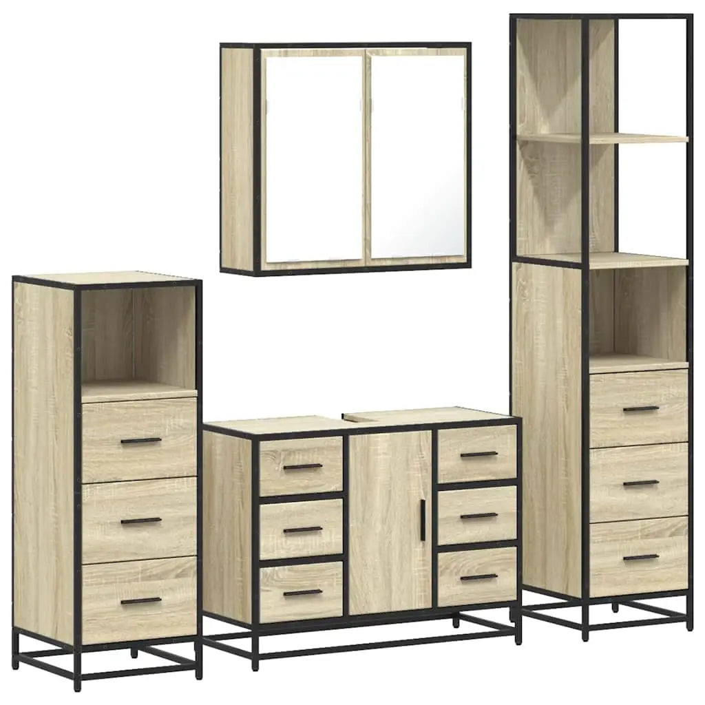 Ensemble de meubles de salle de bain 4 pcs chêne sonoma - XIOS