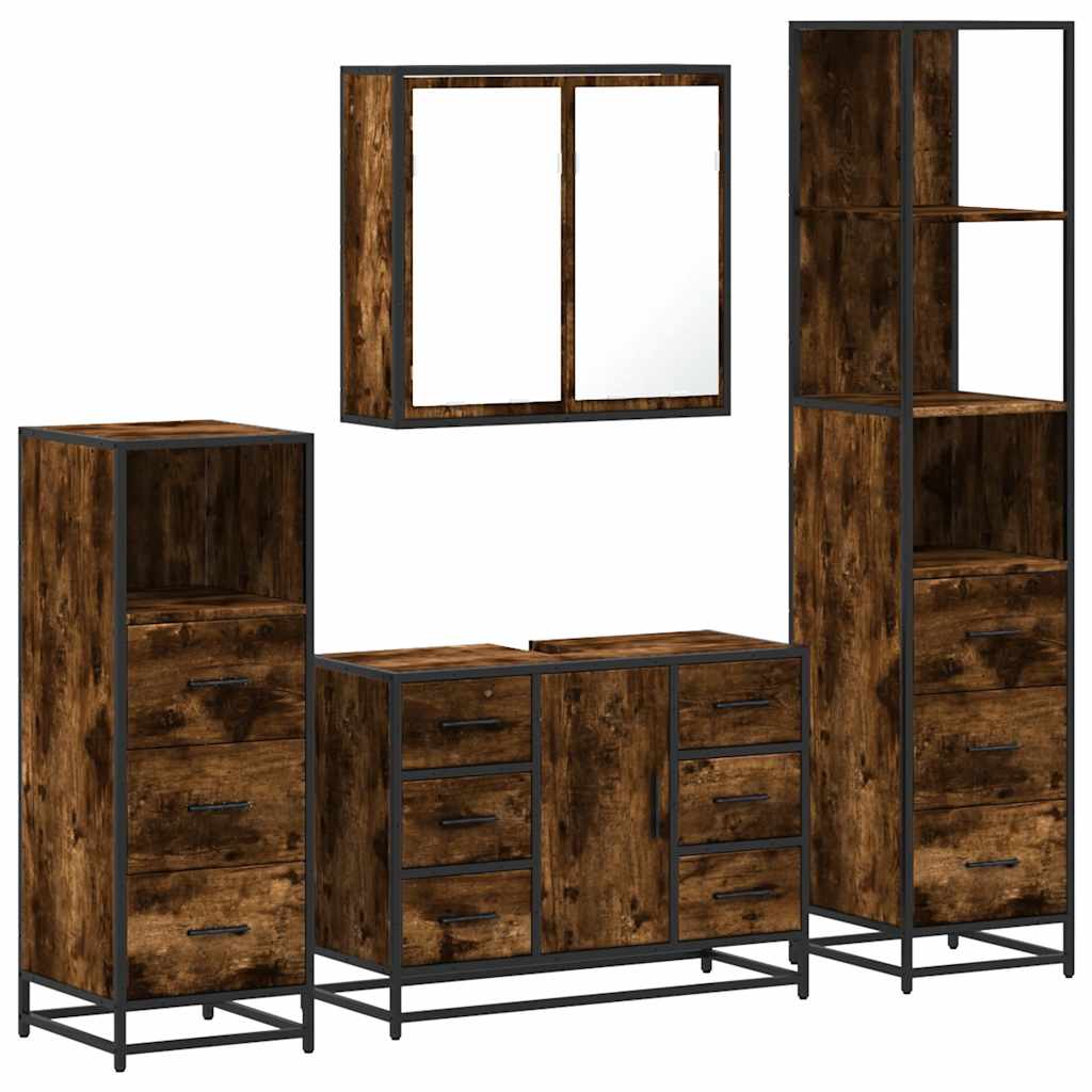 Ensemble meubles salle de bain 4 pcs chêne fumé bois ingénierie