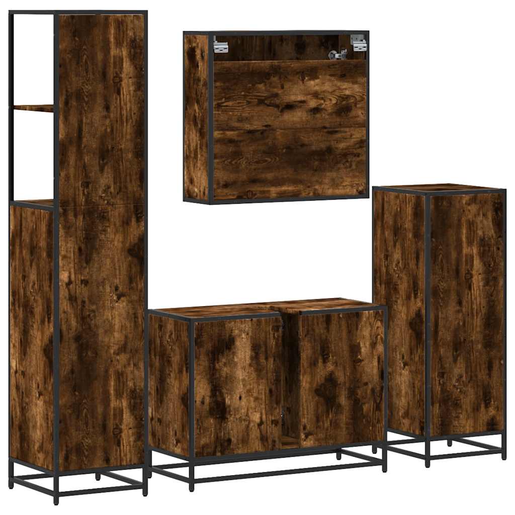 Ensemble meubles salle de bain 4 pcs chêne fumé bois ingénierie