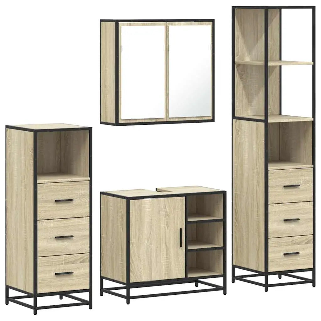 Ensemble de meubles de salle de bain 4 pcs chêne sonoma - XIOS