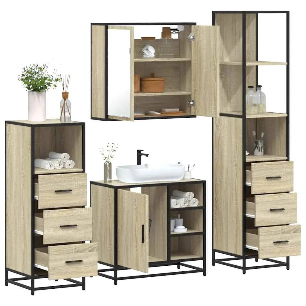 Ensemble de meubles de salle de bain 4 pcs chêne sonoma - XIOS